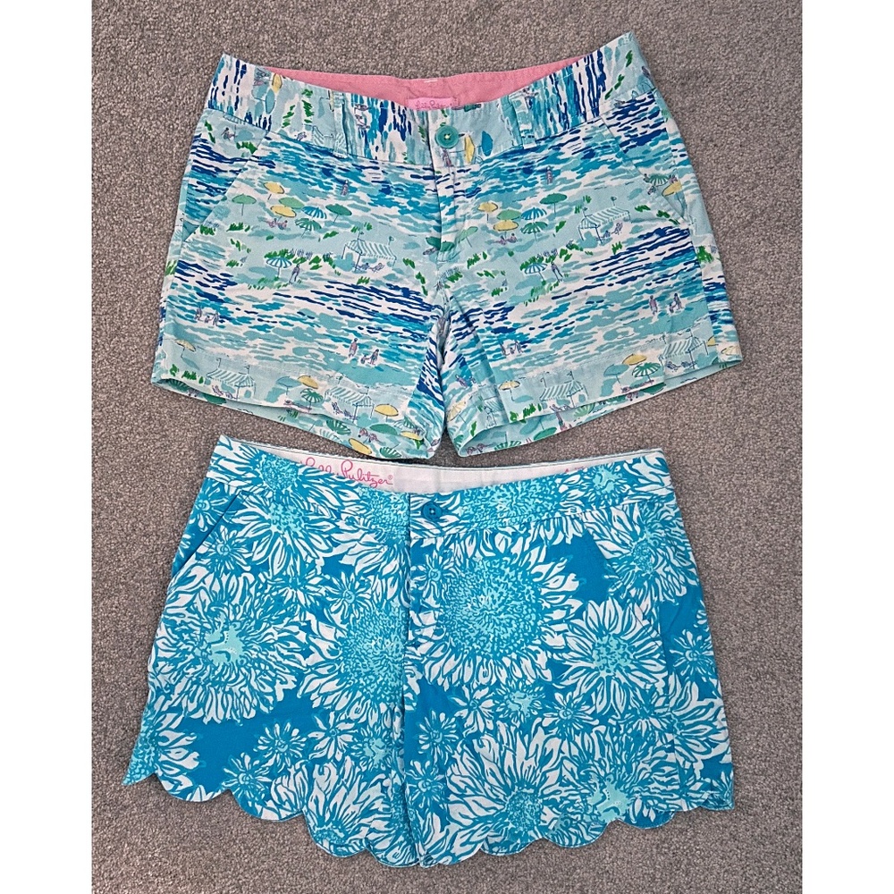 Set of 2 Lilly Pulitzer Colorful Shorts, 100% Cotton, Buttercup, Size 4